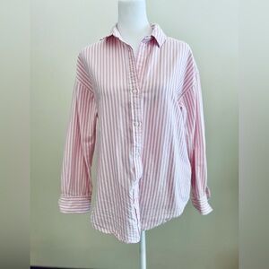 beachlunchlounge Pink and White Striped Shirt | 100% cotton | Button Down